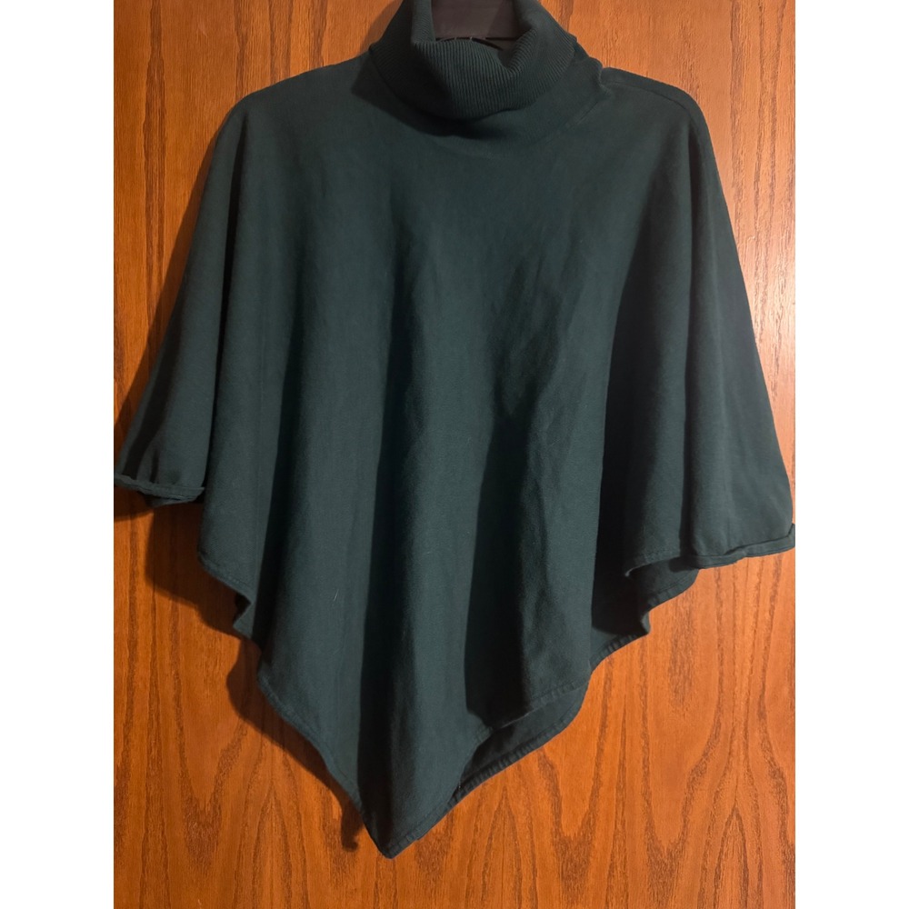 Duluth Trading Co Womens Green Turtleneck Asymmetric Knit Poncho One Size